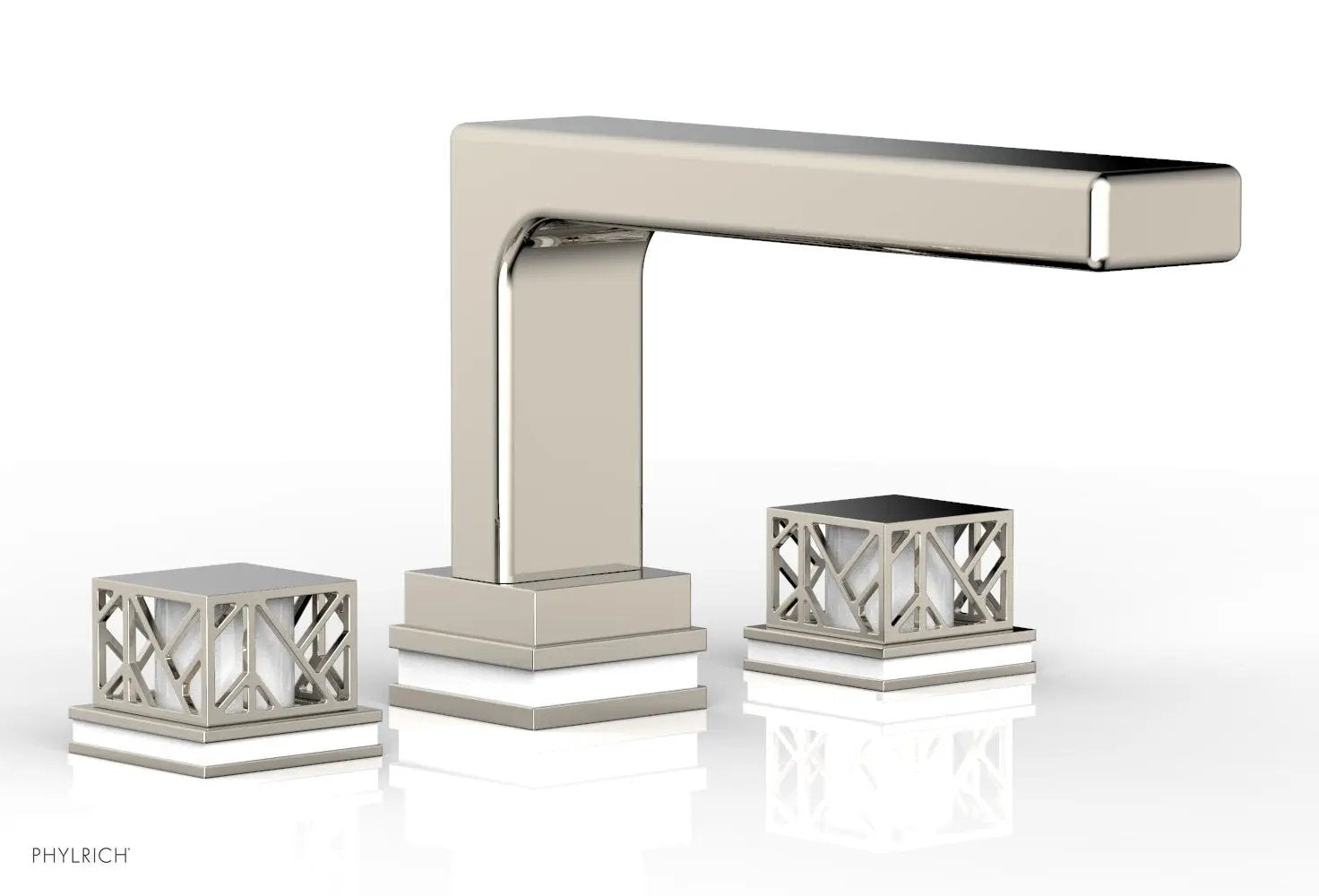 Phylrich JOLIE Deck Tub Set - Square Handles with "White" Accents by Phylrich
