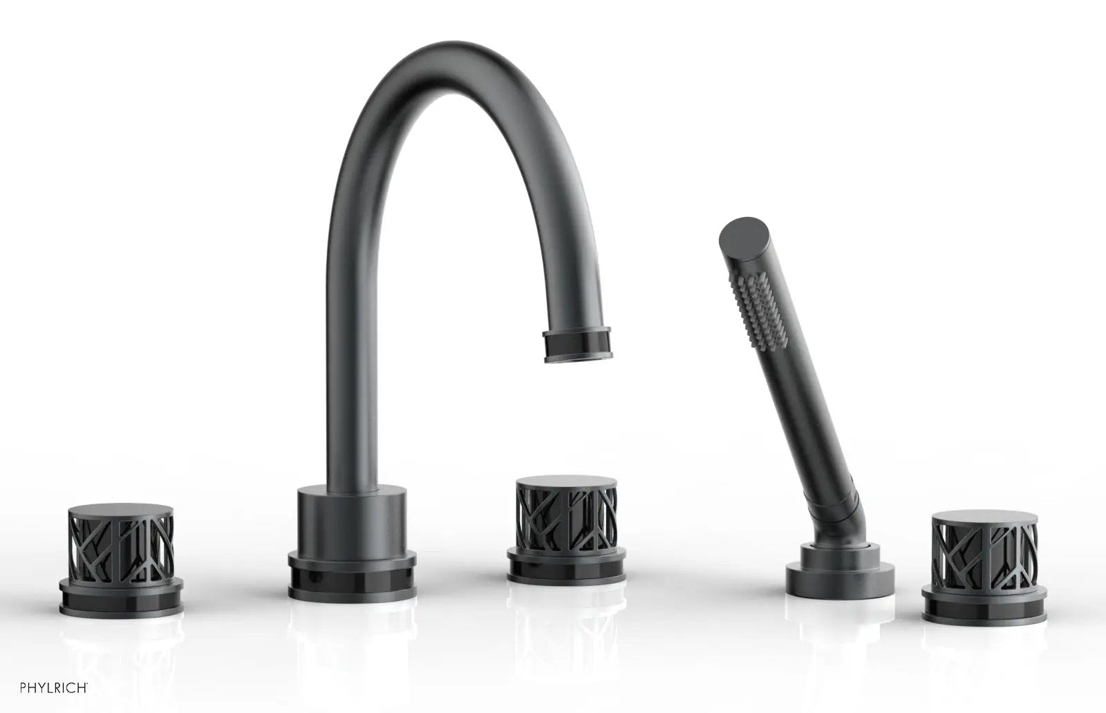 Phylrich JOLIE Deck Tub Set with Hand Shower - Round Handles with "Black" Accents by Phylrich