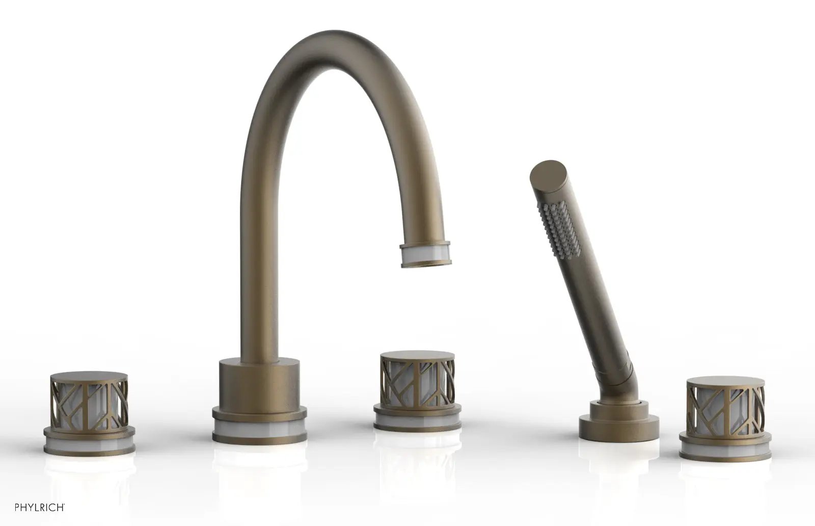 Phylrich JOLIE Deck Tub Set with Hand Shower - Round Handles with "Grey" Accents by Phylrich
