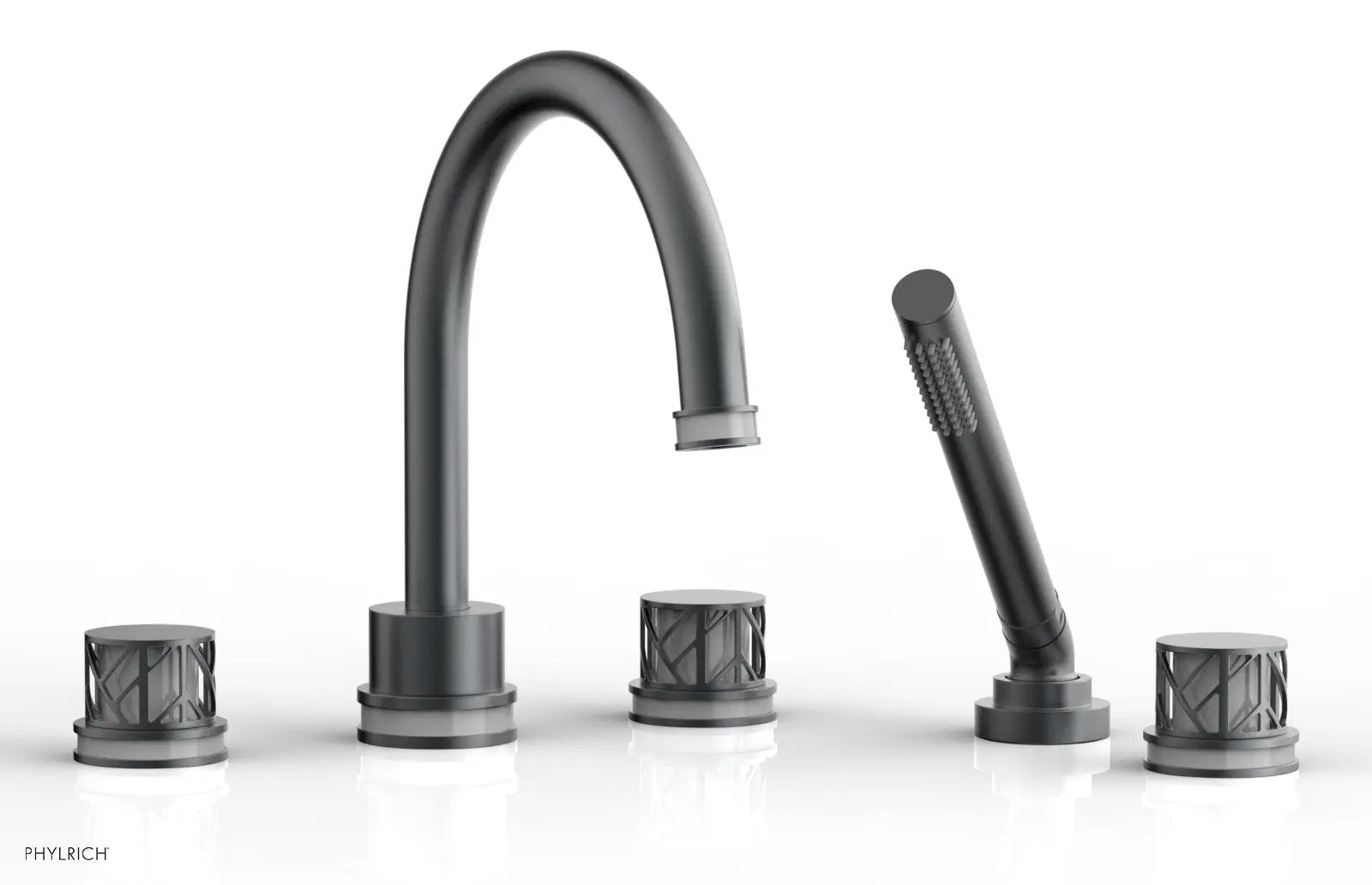 Phylrich JOLIE Deck Tub Set with Hand Shower - Round Handles with "Grey" Accents by Phylrich
