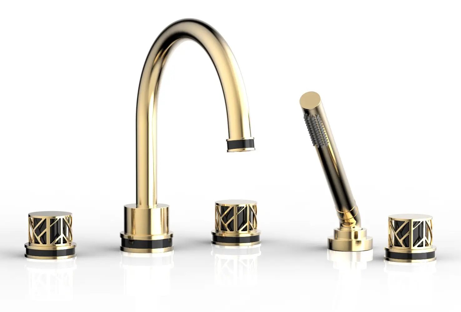 Phylrich JOLIE Deck Tub Set with Hand Shower - Round Handles with "Black" Accents by Phylrich