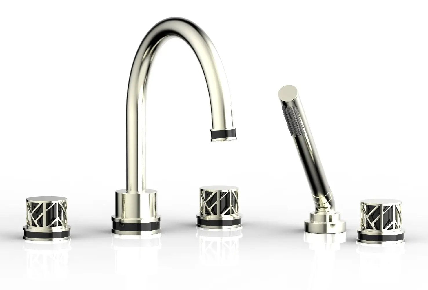 Phylrich JOLIE Deck Tub Set with Hand Shower - Round Handles with "Black" Accents by Phylrich
