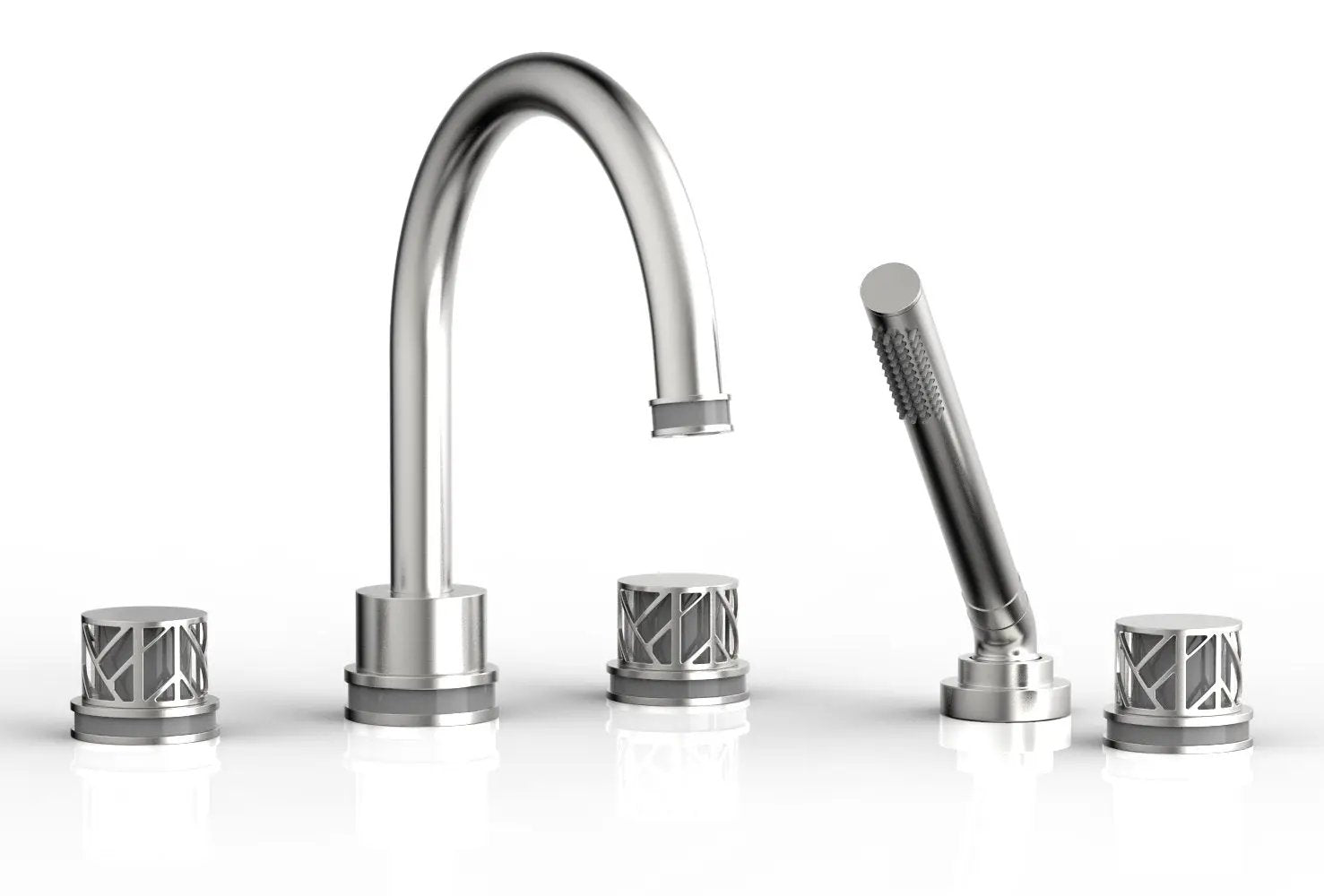 Phylrich JOLIE Deck Tub Set with Hand Shower - Round Handles with "Grey" Accents by Phylrich