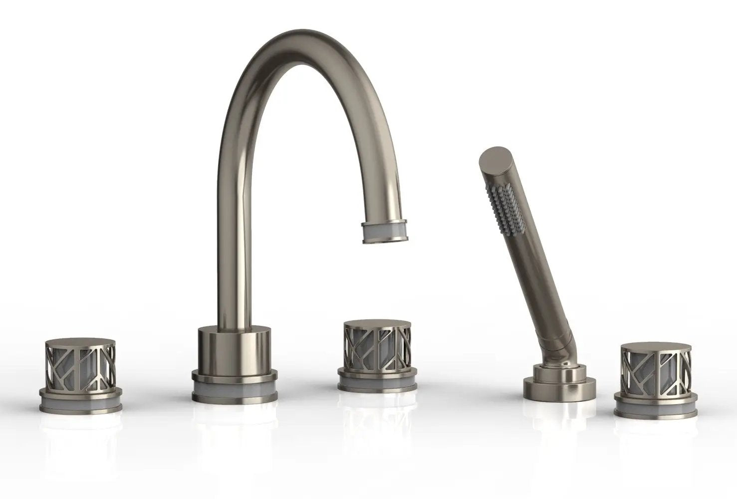 Phylrich JOLIE Deck Tub Set with Hand Shower - Round Handles with "Grey" Accents by Phylrich