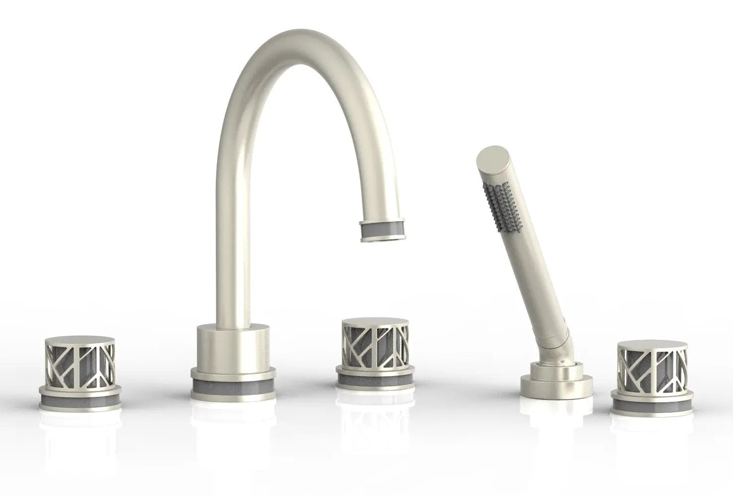 Phylrich JOLIE Deck Tub Set with Hand Shower - Round Handles with "Grey" Accents by Phylrich