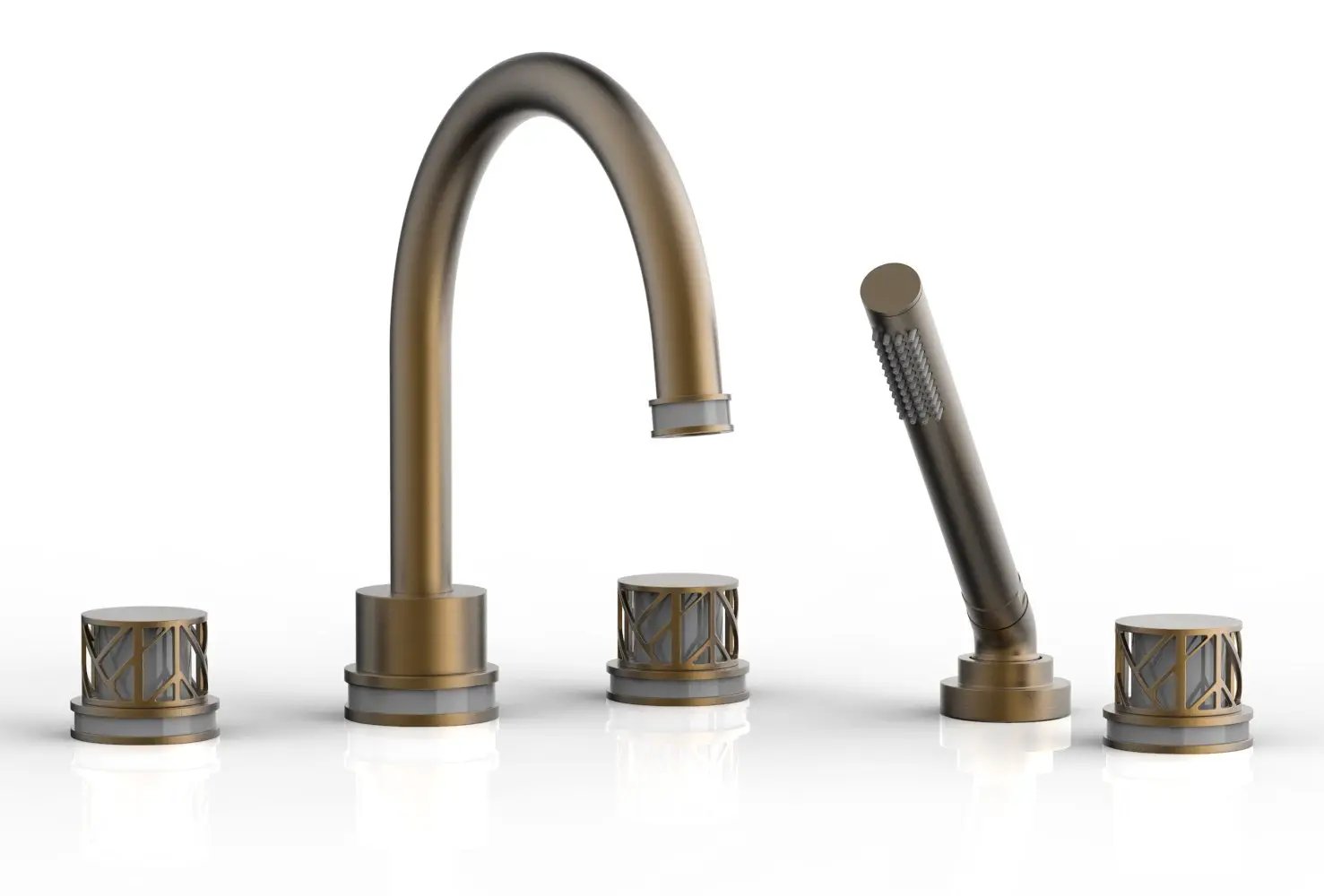 Phylrich JOLIE Deck Tub Set with Hand Shower - Round Handles with "Grey" Accents by Phylrich