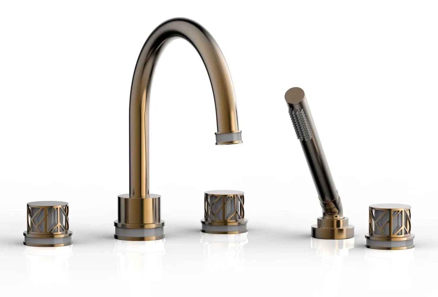 Phylrich JOLIE Deck Tub Set with Hand Shower - Round Handles with "Grey" Accents by Phylrich