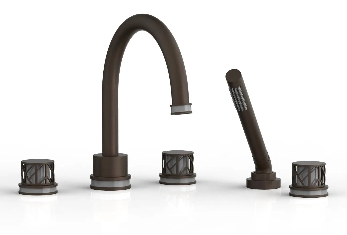 Phylrich JOLIE Deck Tub Set with Hand Shower - Round Handles with "Grey" Accents by Phylrich