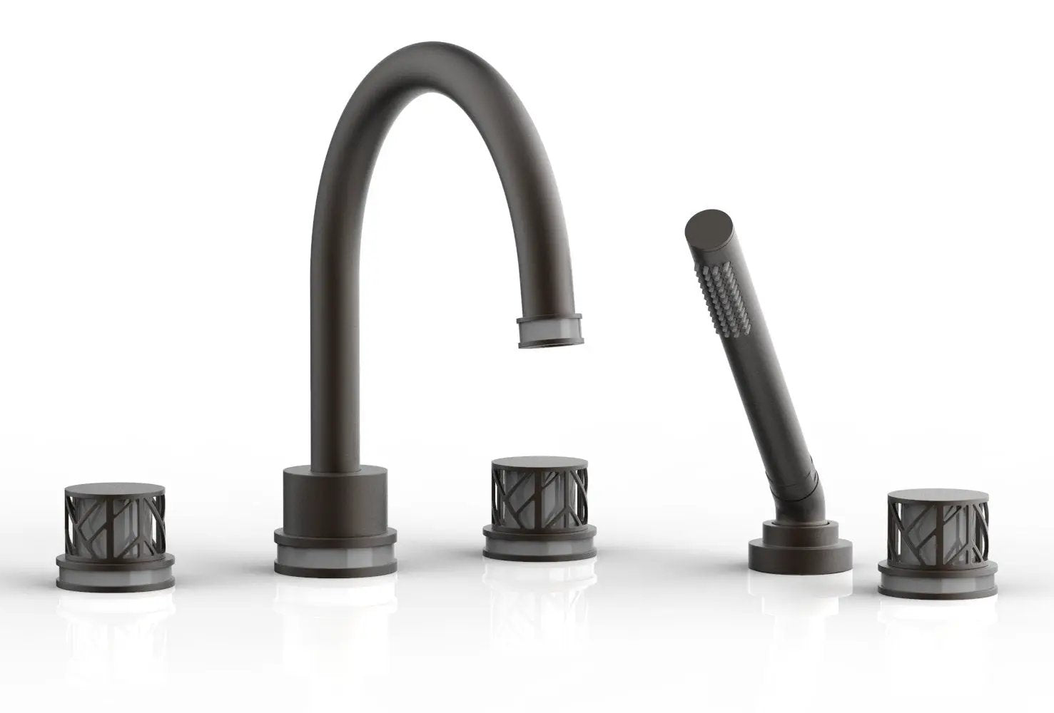 Phylrich JOLIE Deck Tub Set with Hand Shower - Round Handles with "Grey" Accents by Phylrich