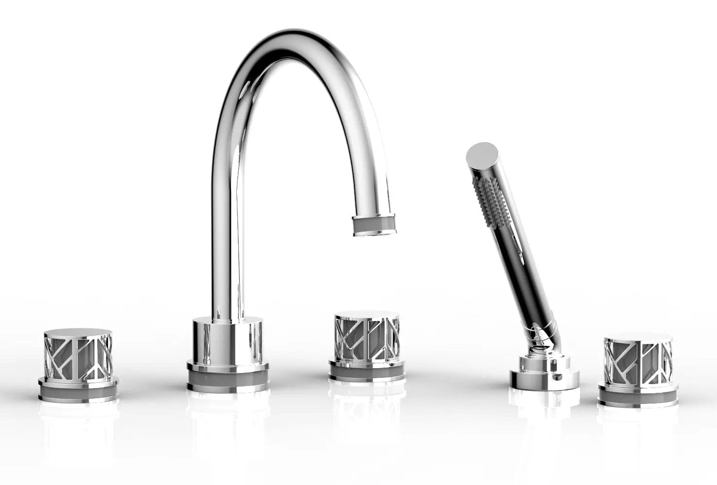 polished chrome deck tub set