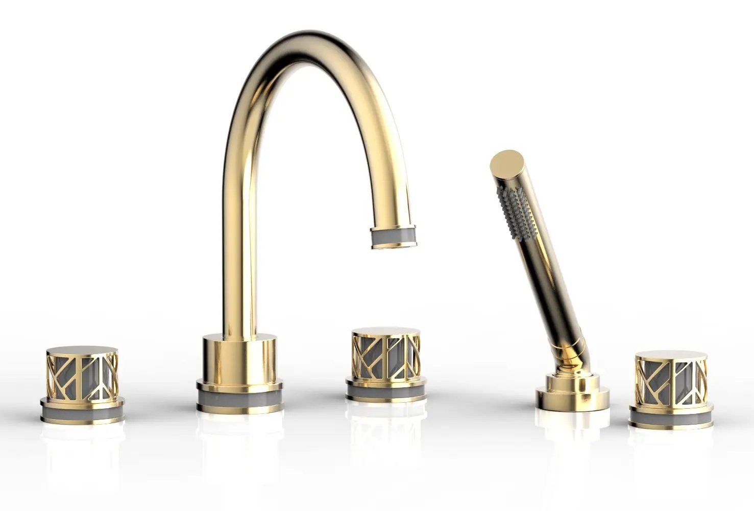 Phylrich JOLIE Deck Tub Set with Hand Shower - Round Handles with "Grey" Accents by Phylrich