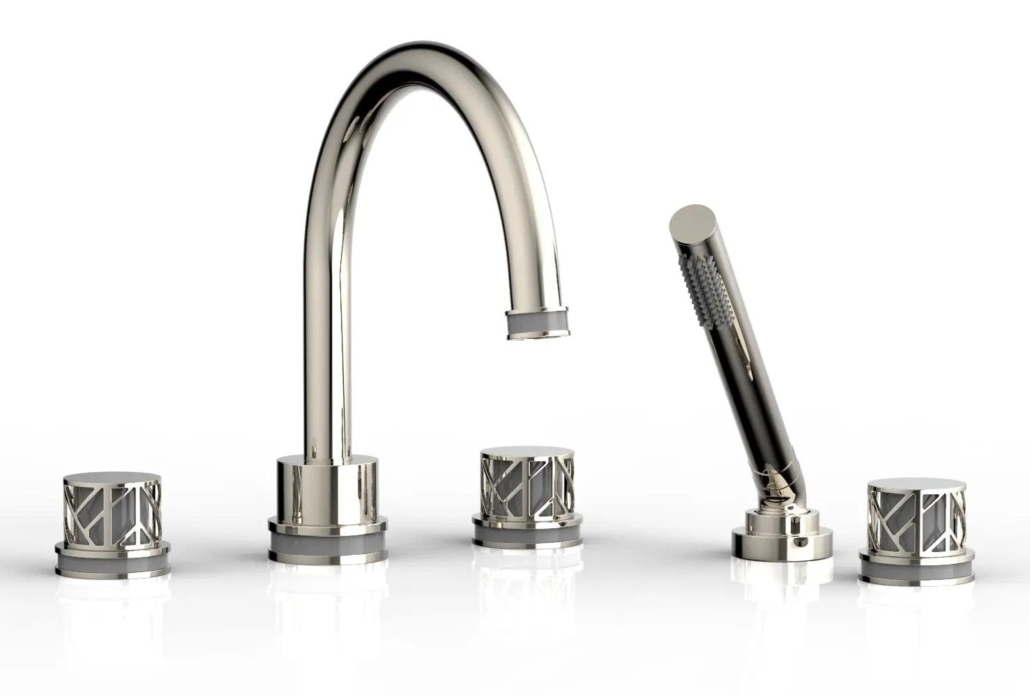 Phylrich JOLIE Deck Tub Set with Hand Shower - Round Handles with "Grey" Accents by Phylrich