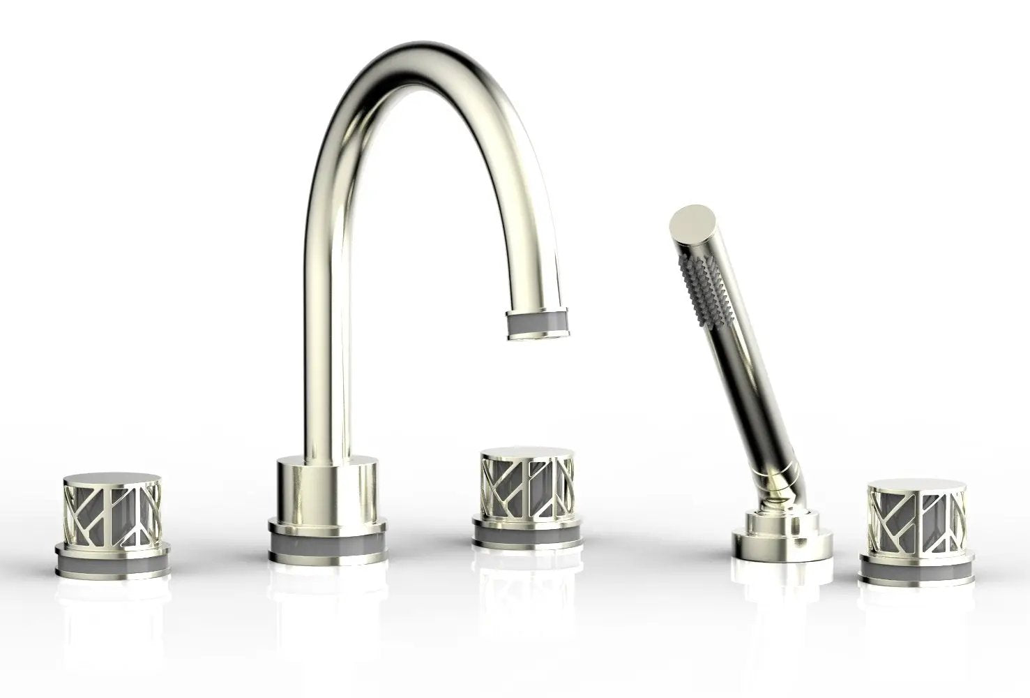Phylrich JOLIE Deck Tub Set with Hand Shower - Round Handles with "Grey" Accents by Phylrich