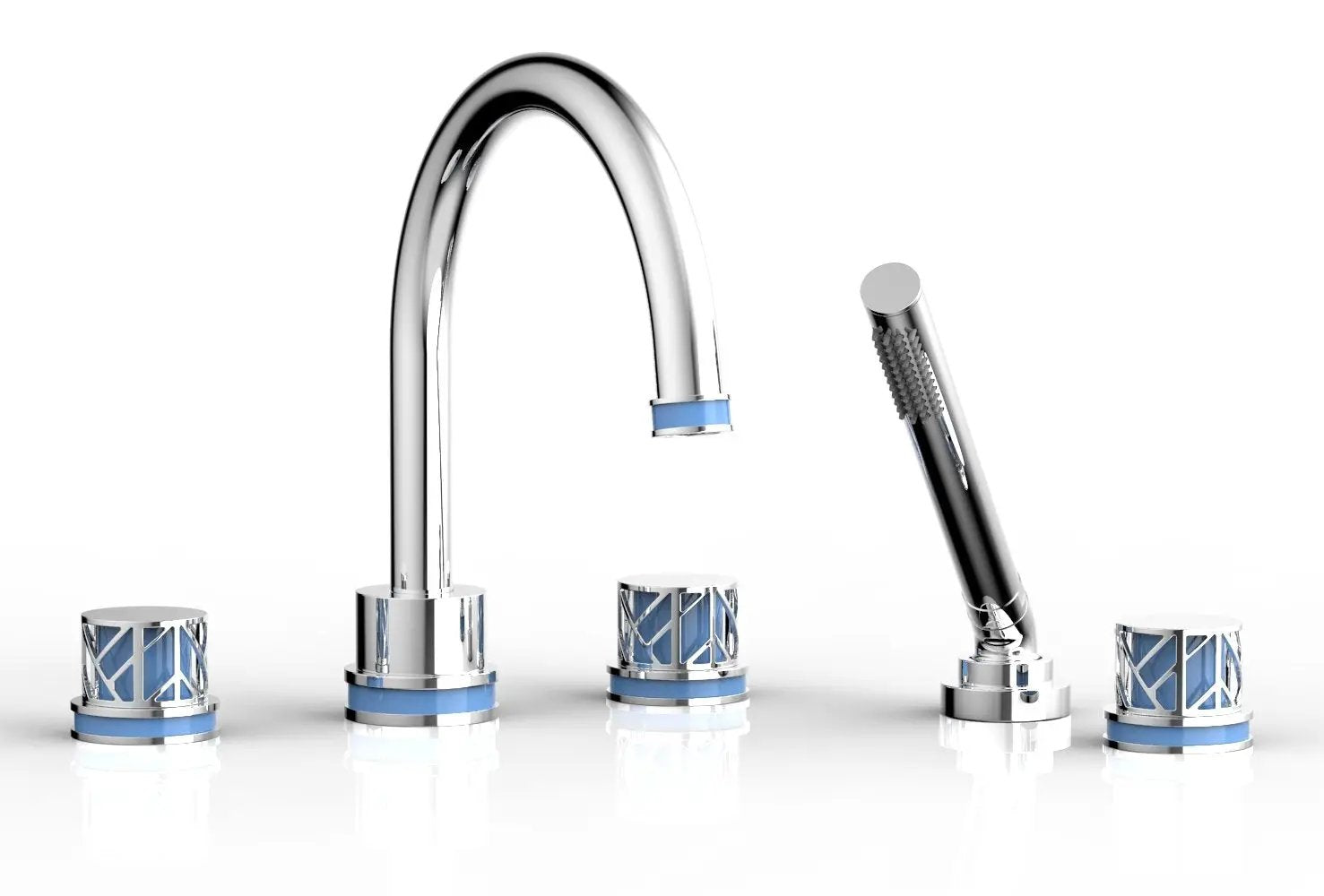 polished chrome deck tub set