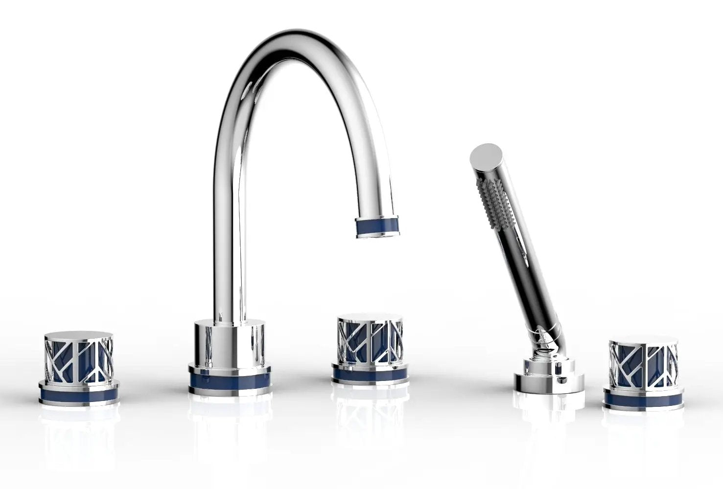 polished chrome deck tub set