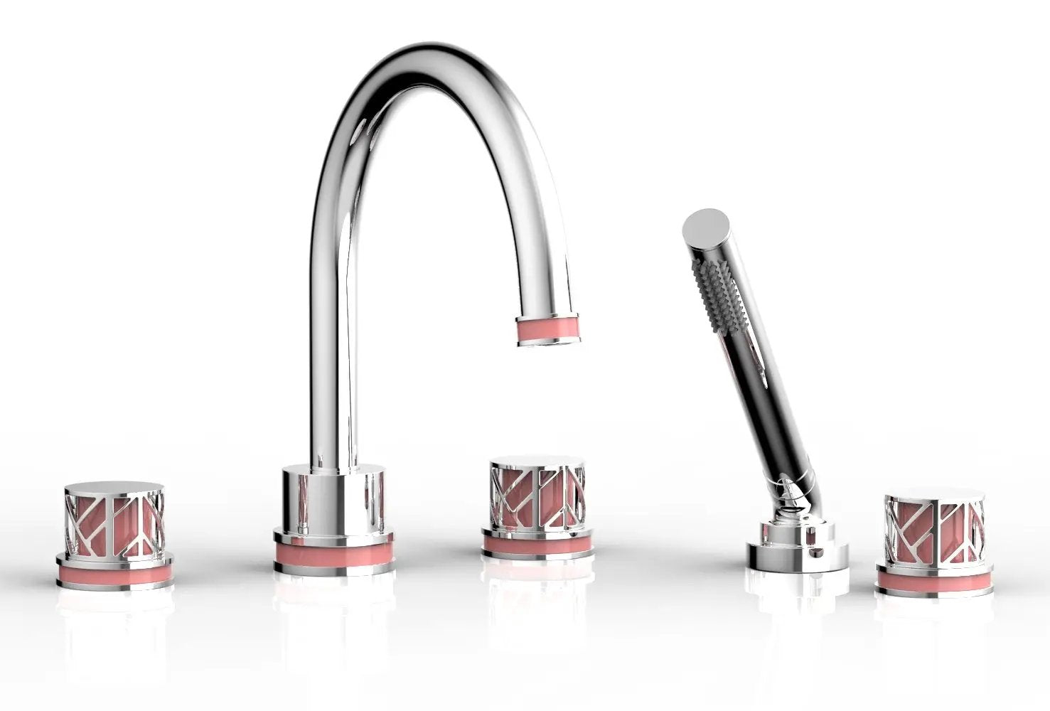 polished chrome deck tub set