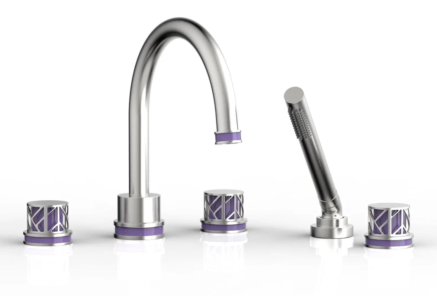 Phylrich JOLIE Deck Tub Set with Hand Shower - Round Handles with "Purple" Accents by Phylrich