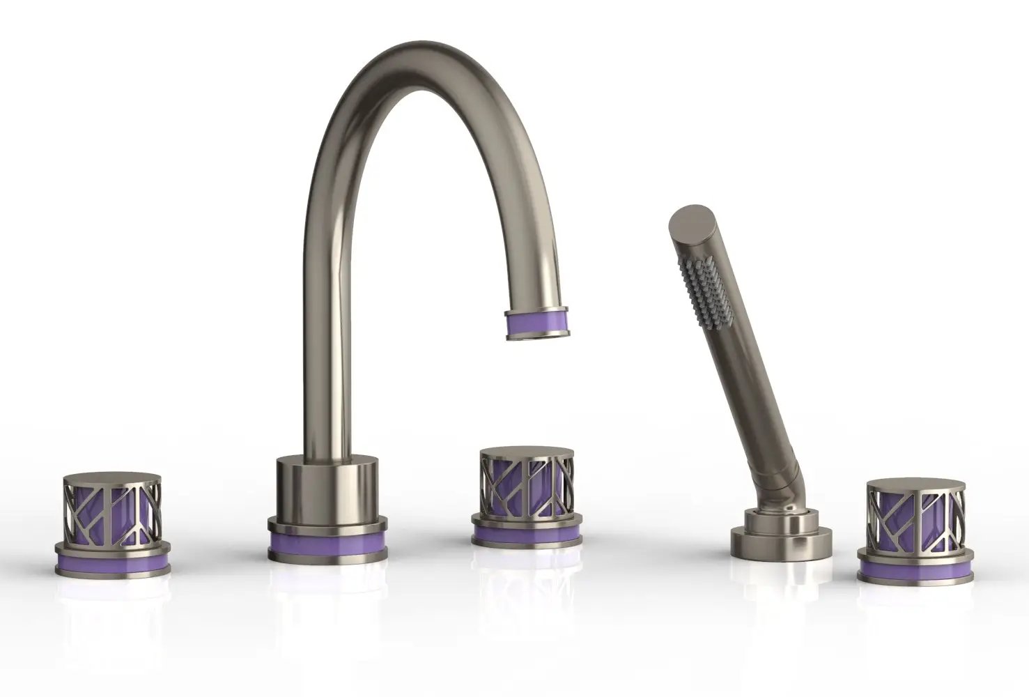 Phylrich JOLIE Deck Tub Set with Hand Shower - Round Handles with "Purple" Accents by Phylrich