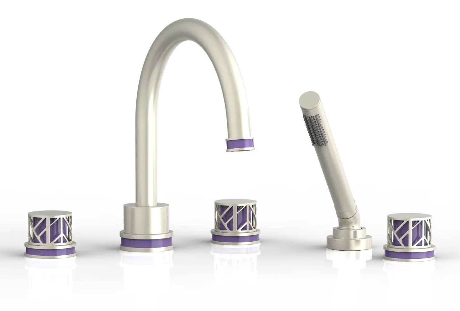 Phylrich JOLIE Deck Tub Set with Hand Shower - Round Handles with "Purple" Accents by Phylrich
