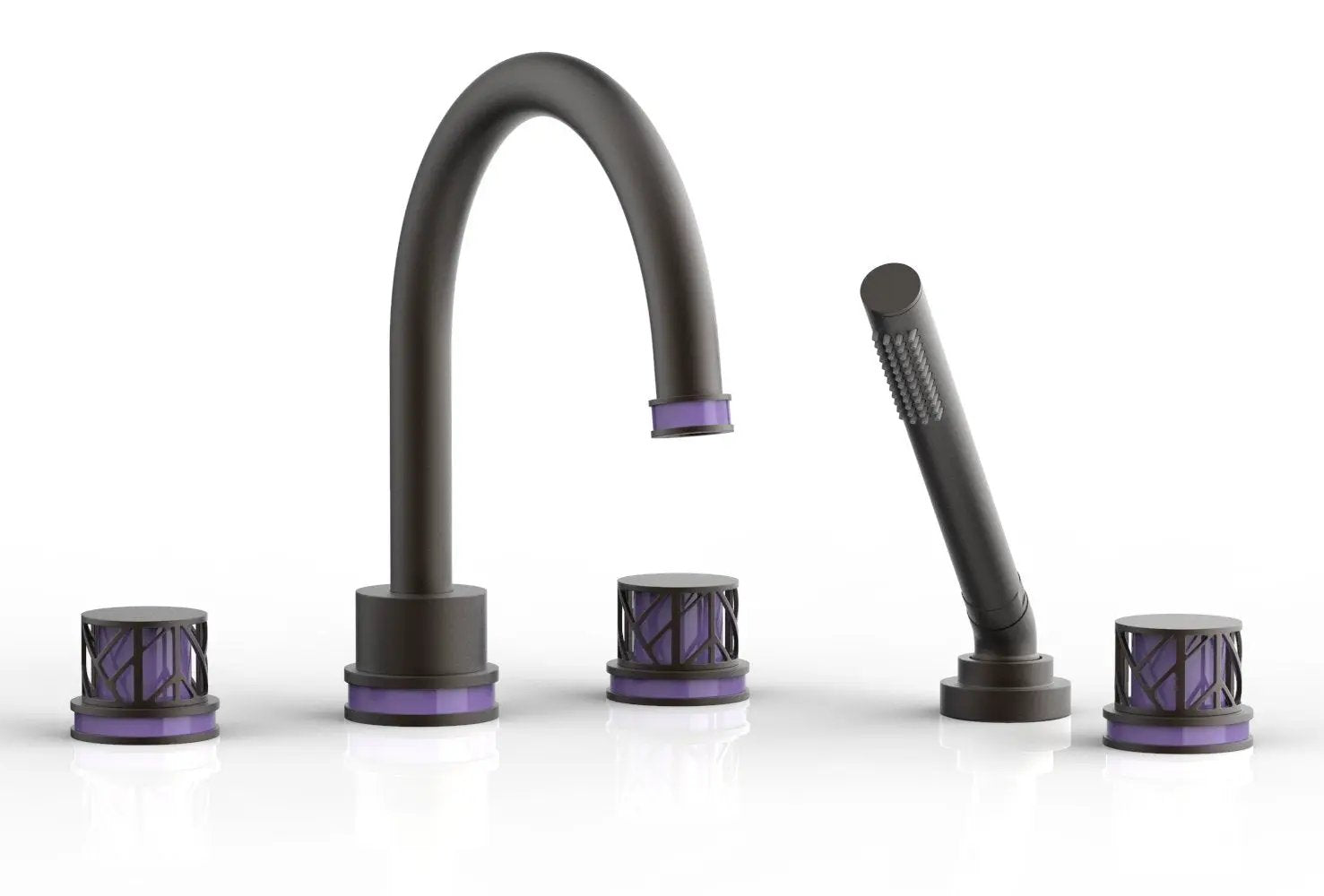 Phylrich JOLIE Deck Tub Set with Hand Shower - Round Handles with "Purple" Accents by Phylrich