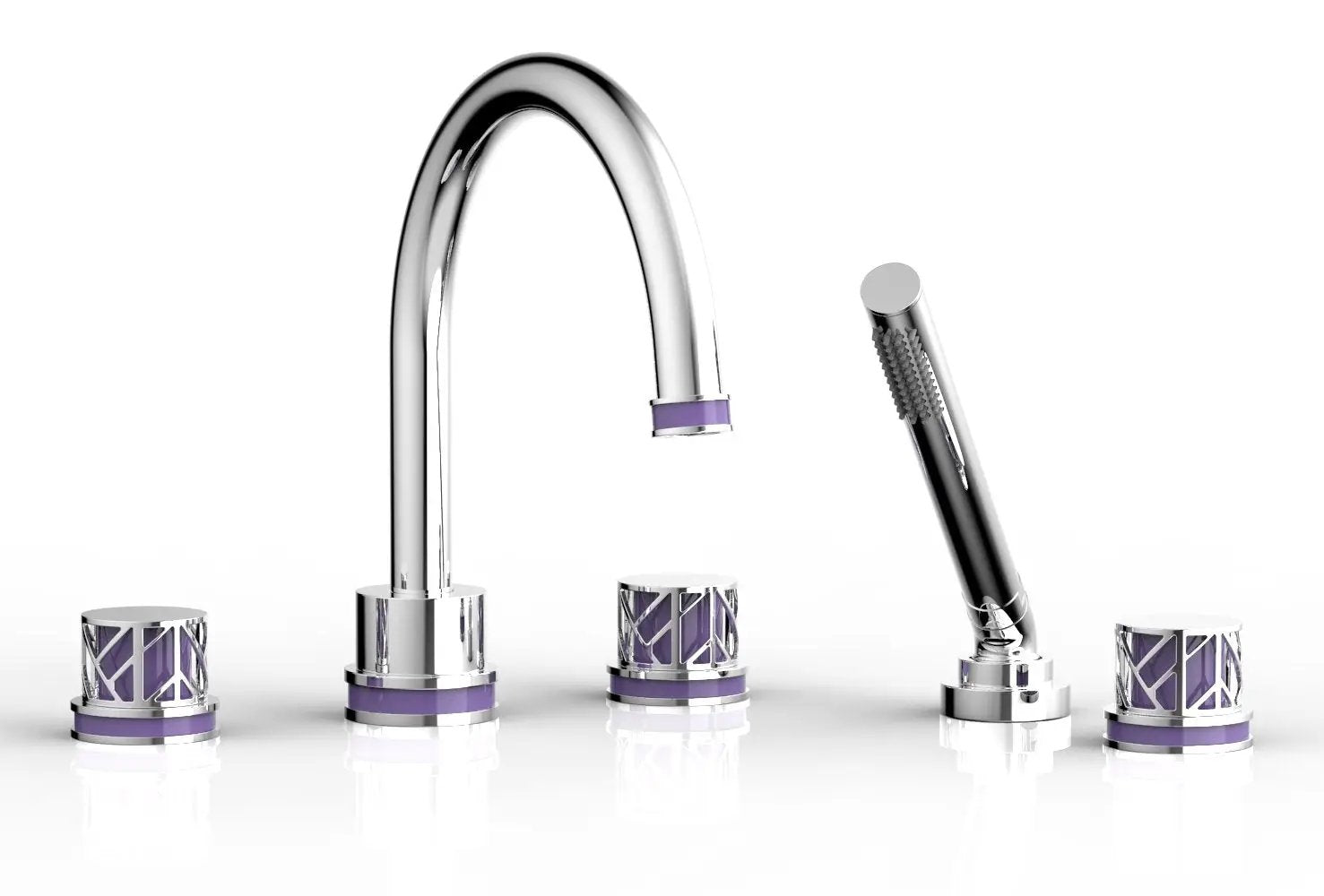 polished chrome deck tub set