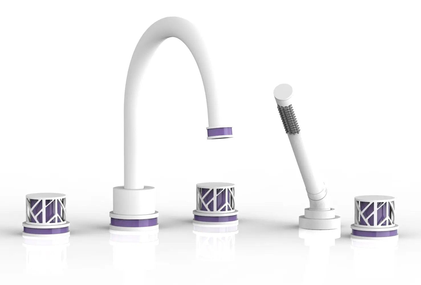Phylrich JOLIE Deck Tub Set with Hand Shower - Round Handles with "Purple" Accents by Phylrich