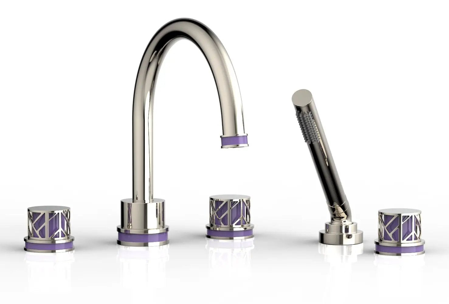 Phylrich JOLIE Deck Tub Set with Hand Shower - Round Handles with "Purple" Accents by Phylrich