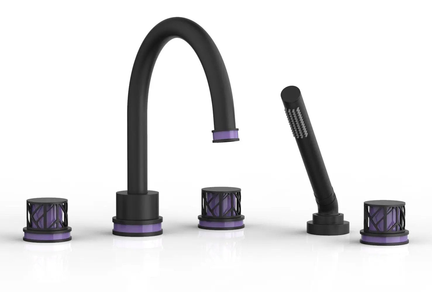 Phylrich JOLIE Deck Tub Set with Hand Shower - Round Handles with "Purple" Accents by Phylrich