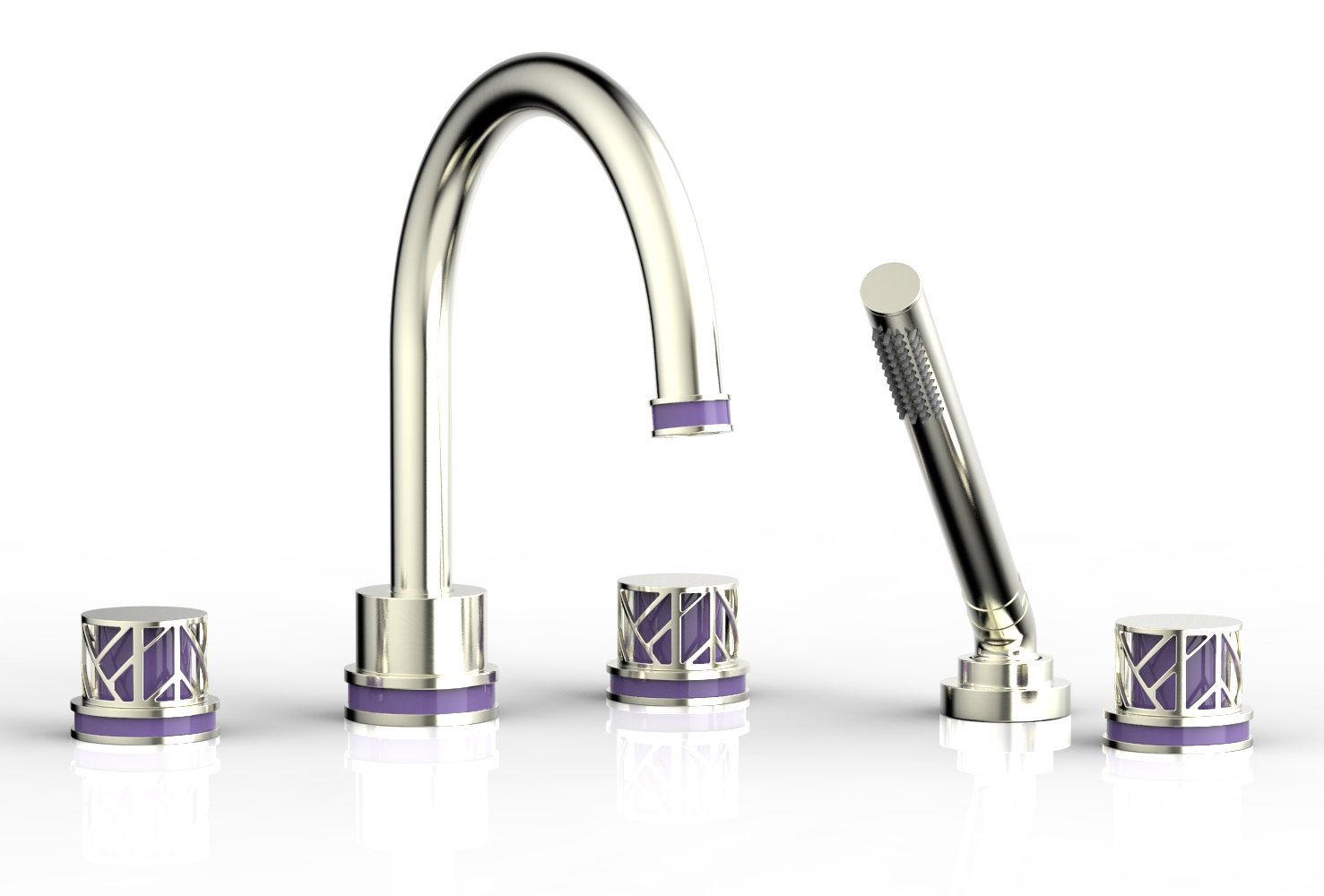 Phylrich JOLIE Deck Tub Set with Hand Shower - Round Handles with "Purple" Accents by Phylrich