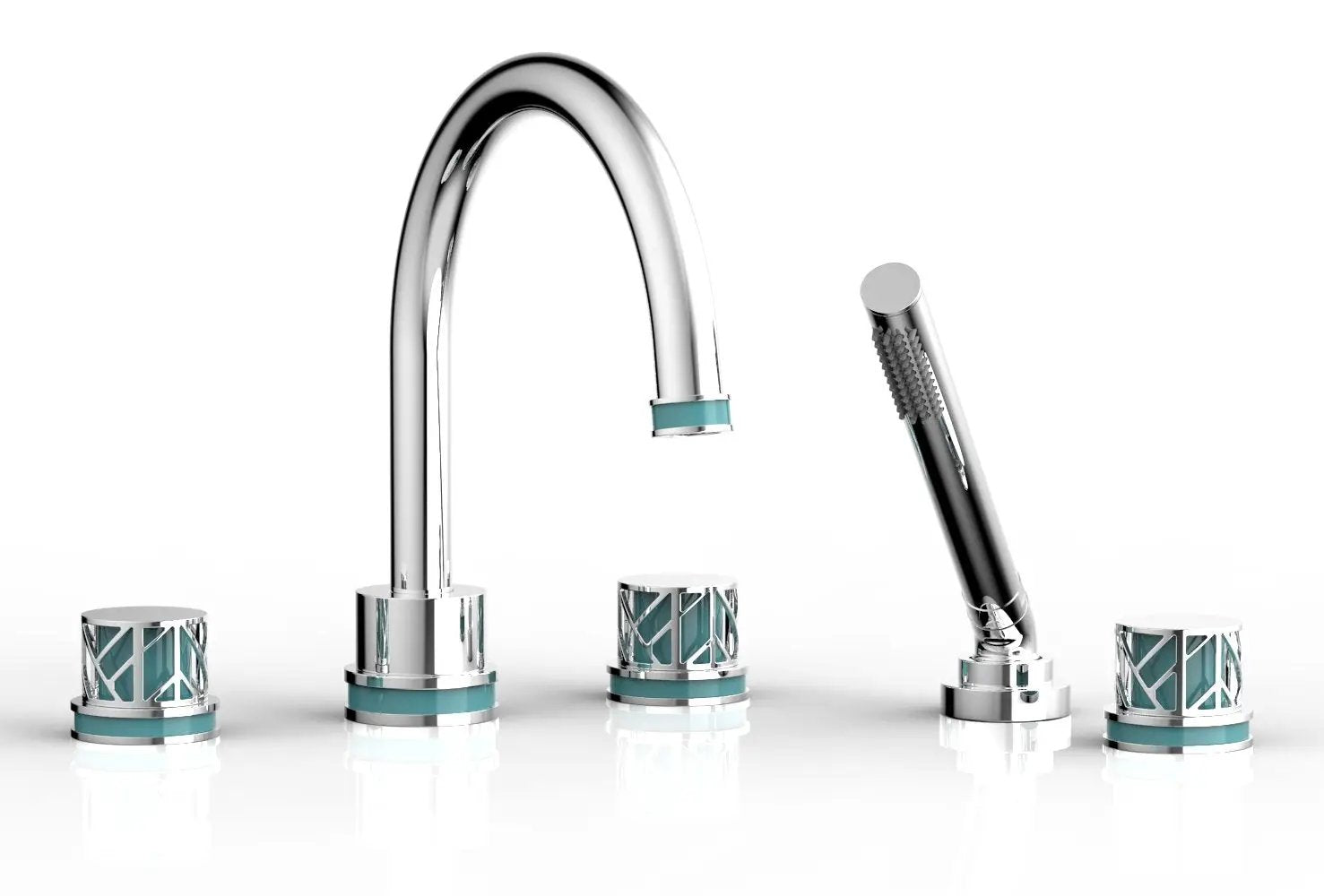 polished chrome deck tub set