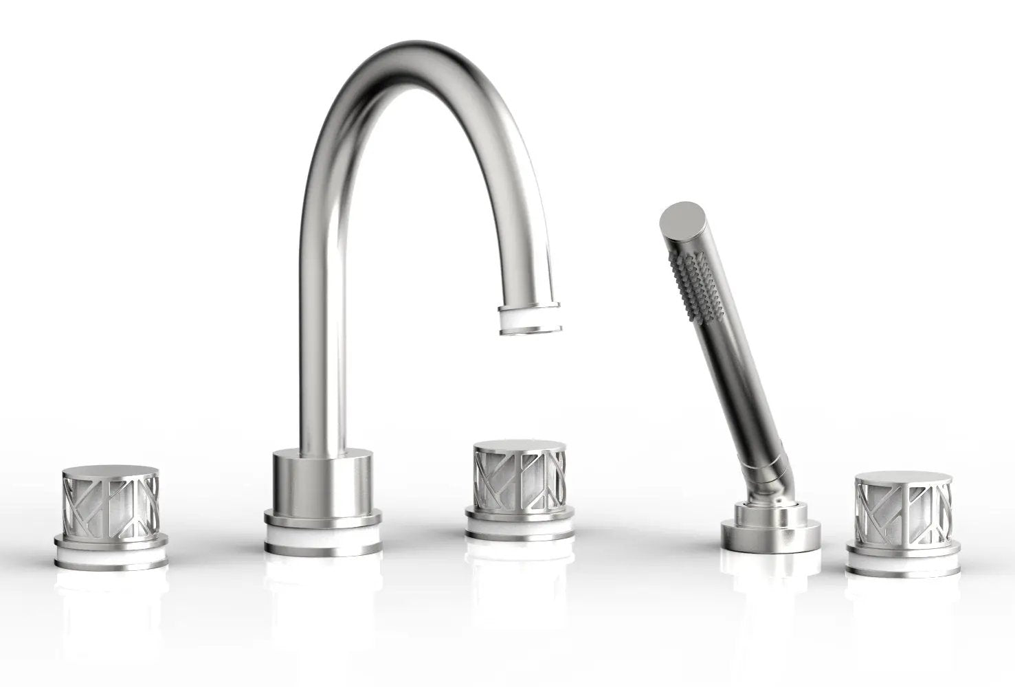 Phylrich JOLIE Deck Tub Set with Hand Shower - Round Handles with "White" Accents by Phylrich