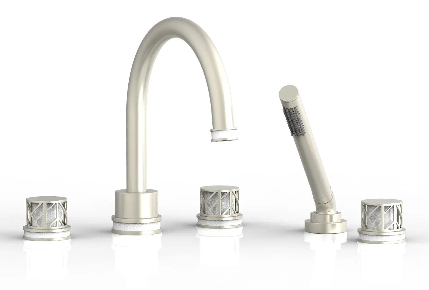 Phylrich JOLIE Deck Tub Set with Hand Shower - Round Handles with "White" Accents by Phylrich