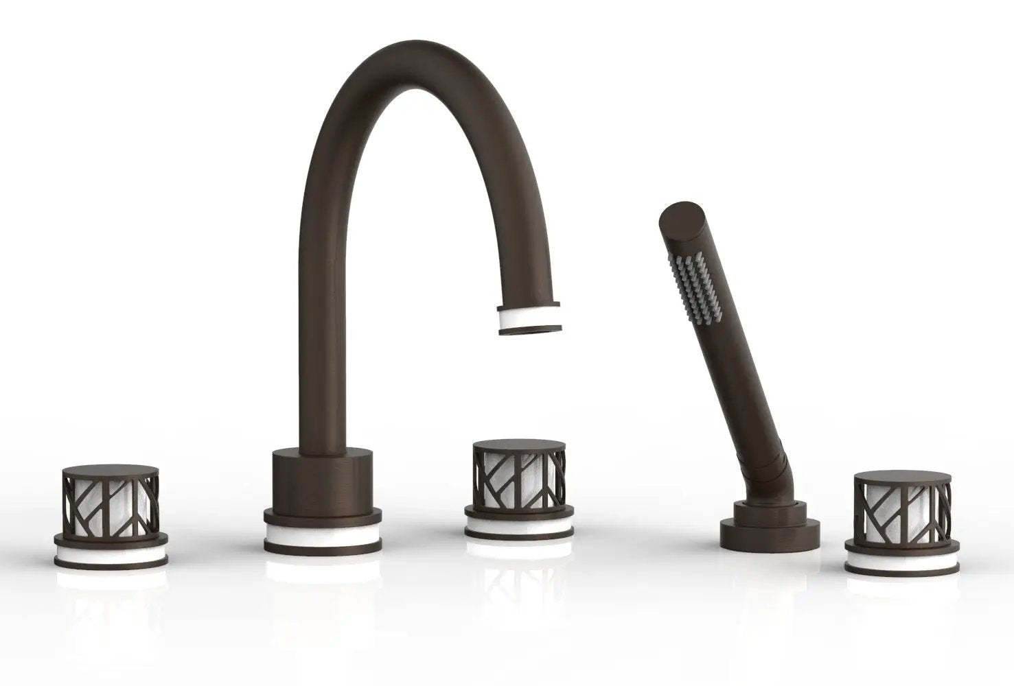 Phylrich JOLIE Deck Tub Set with Hand Shower - Round Handles with "White" Accents by Phylrich