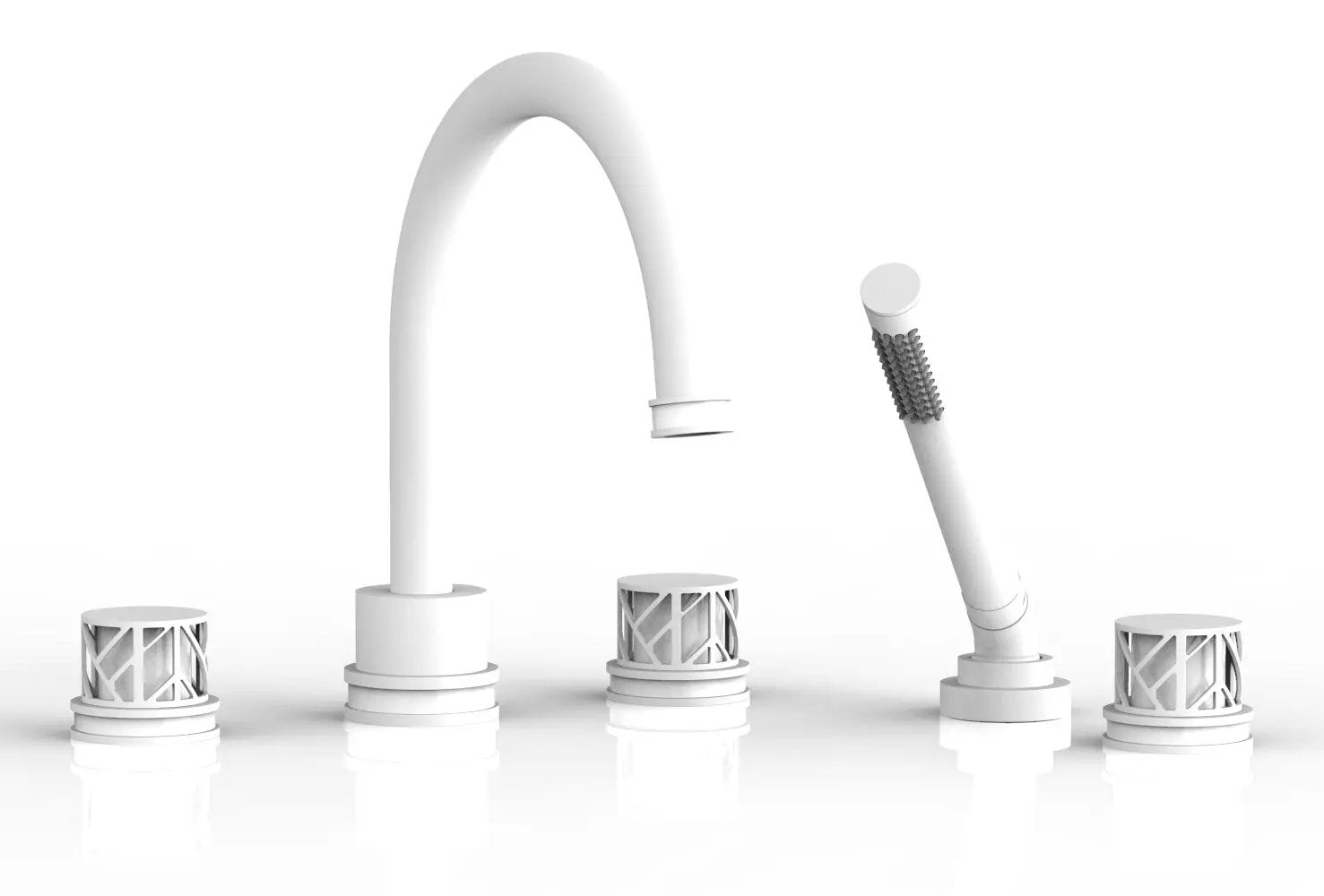 Phylrich JOLIE Deck Tub Set with Hand Shower - Round Handles with "White" Accents by Phylrich