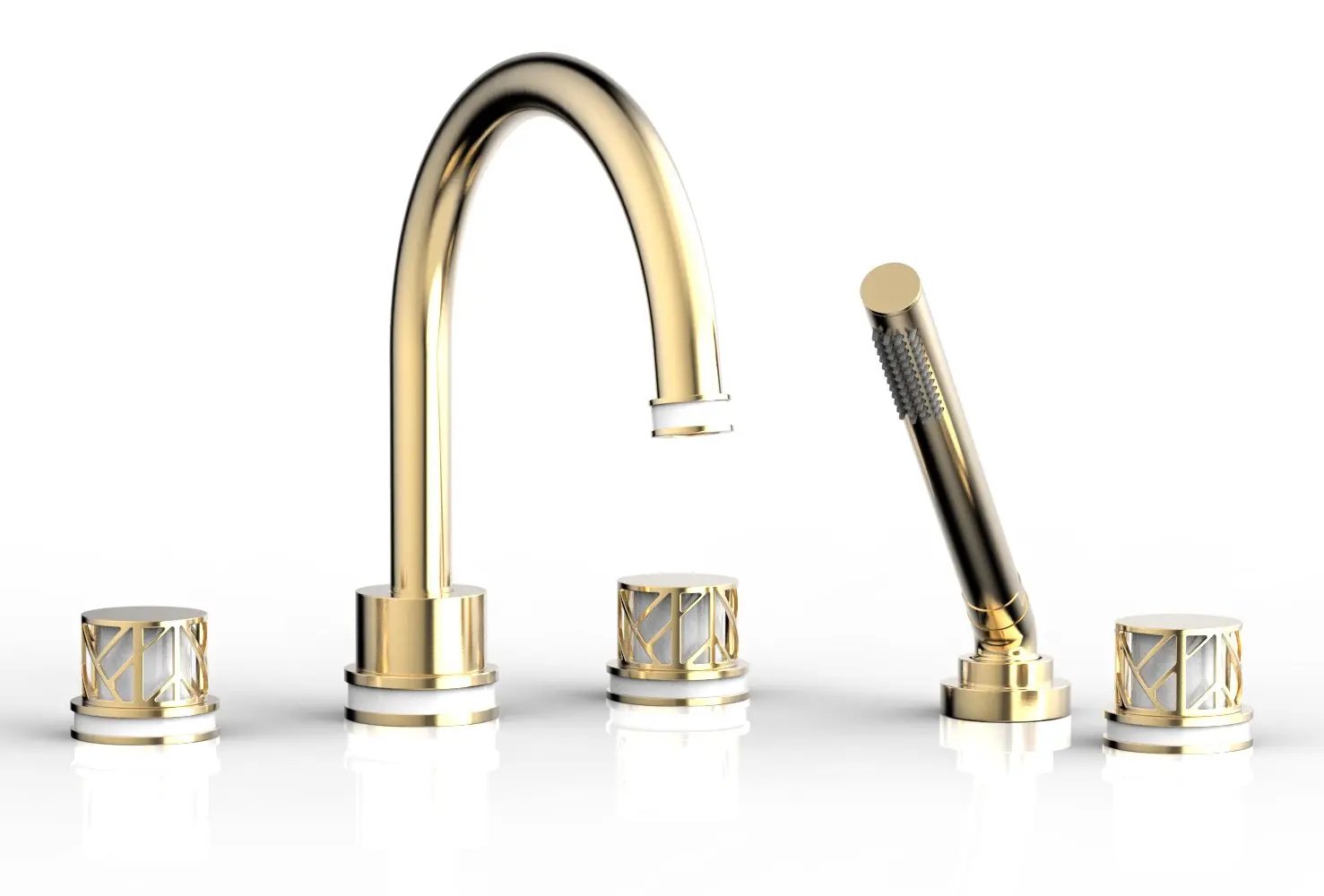 Phylrich JOLIE Deck Tub Set with Hand Shower - Round Handles with "White" Accents by Phylrich