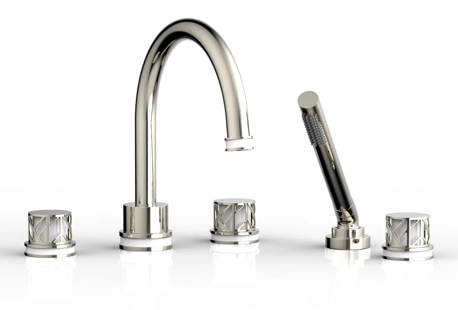 Phylrich JOLIE Deck Tub Set with Hand Shower - Round Handles with "White" Accents by Phylrich
