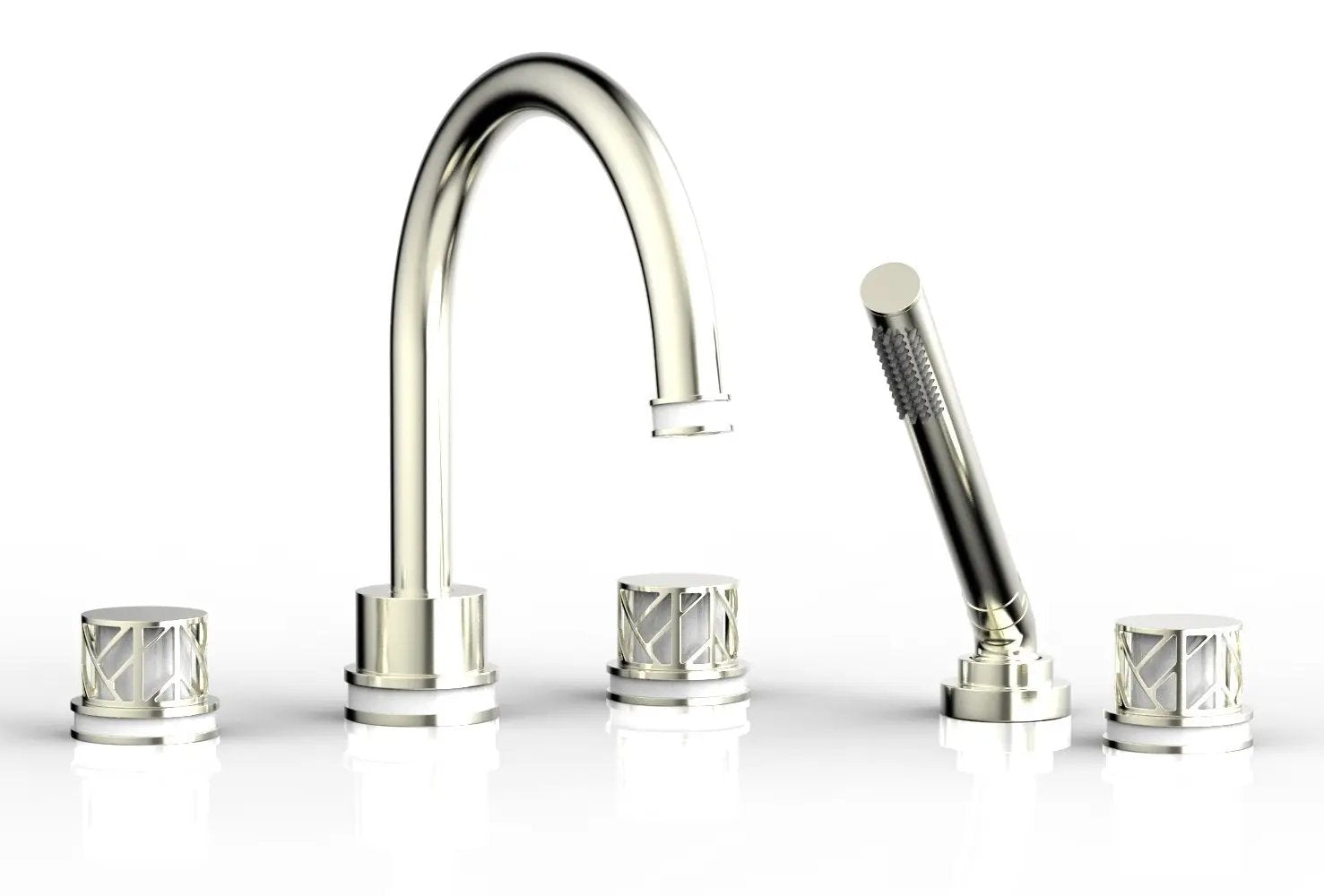 Phylrich JOLIE Deck Tub Set with Hand Shower - Round Handles with "White" Accents by Phylrich