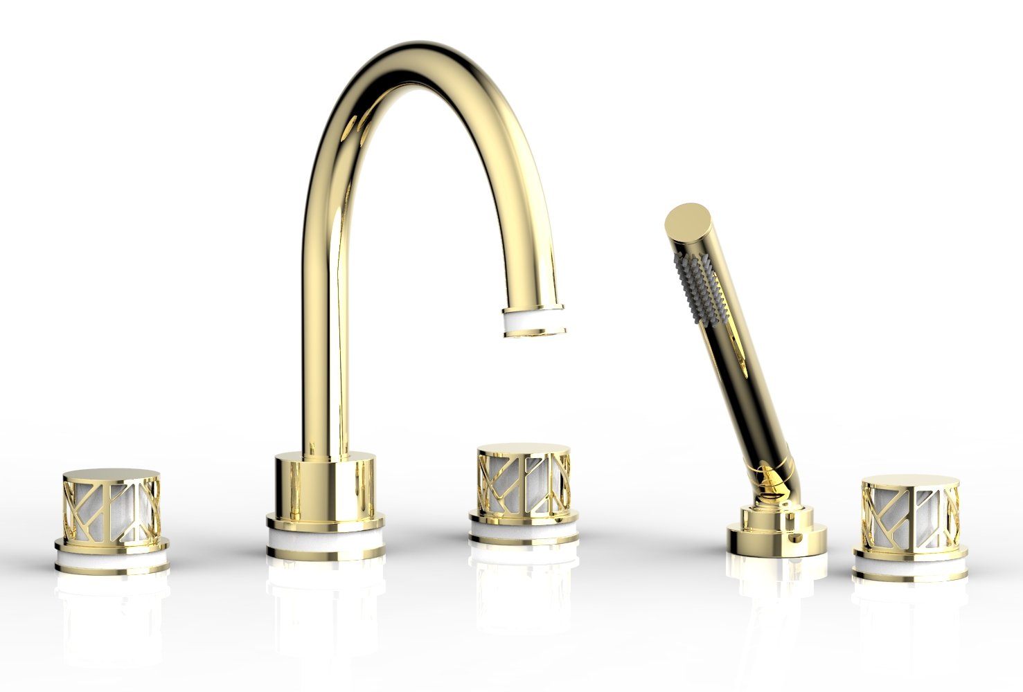 Phylrich JOLIE Deck Tub Set with Hand Shower - Round Handles with "White" Accents by Phylrich