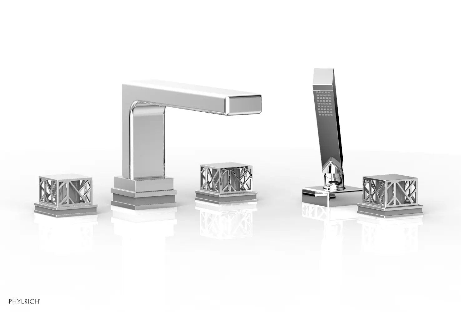 polished chrome deck tub set