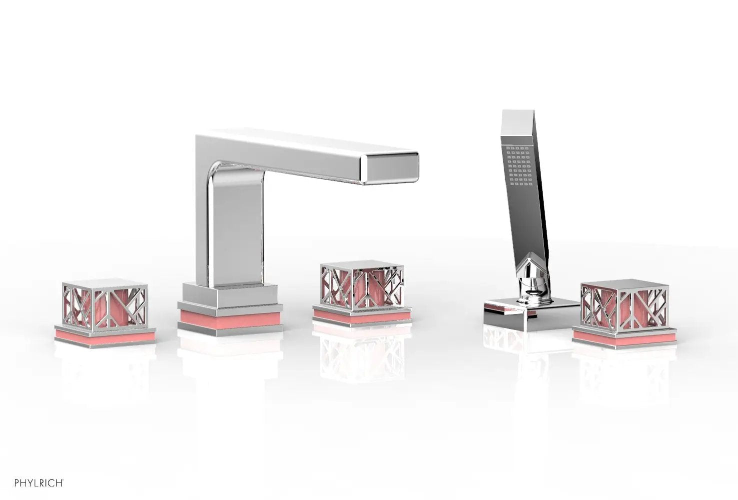 polished chrome deck tub set