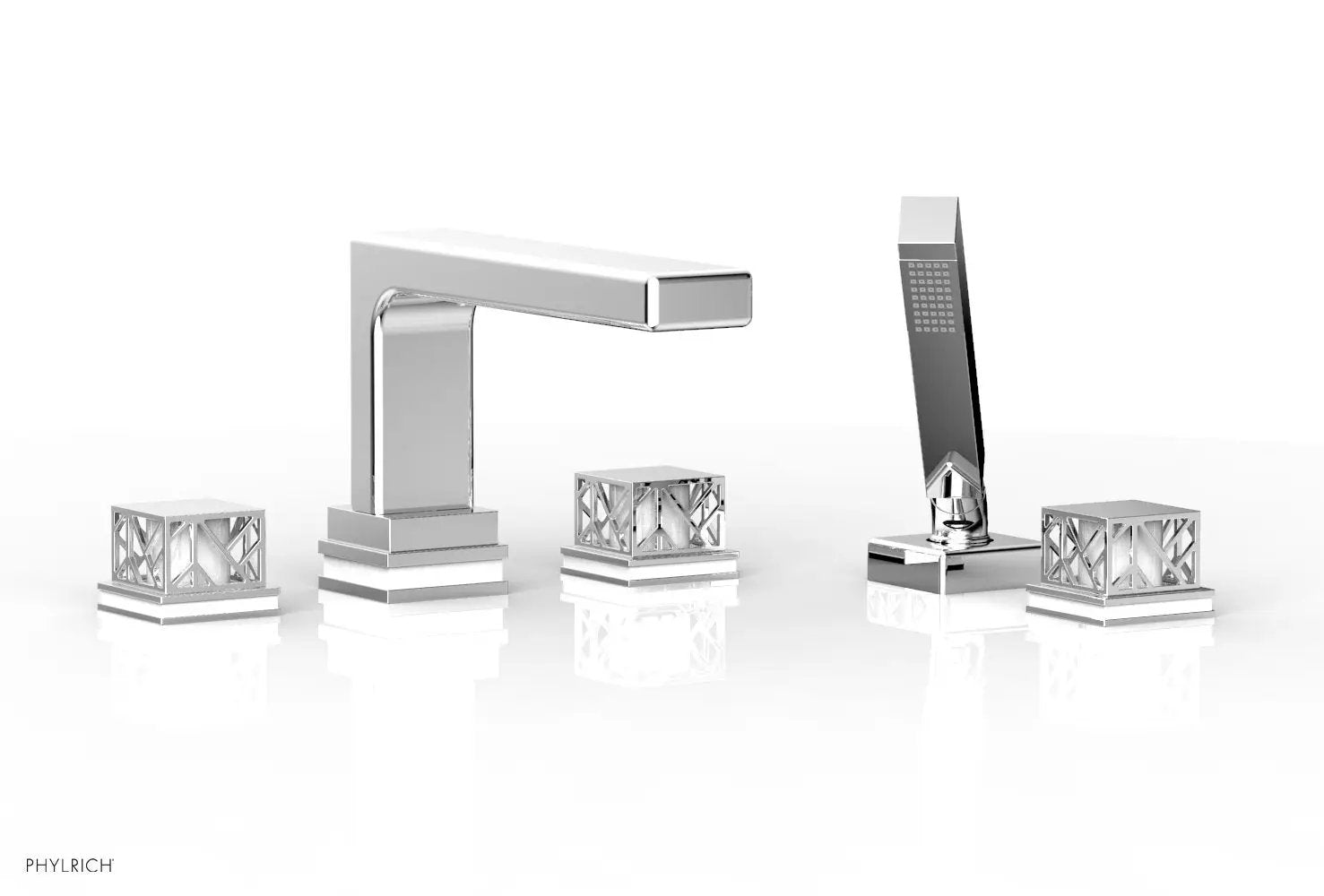 polished chrome deck tub set