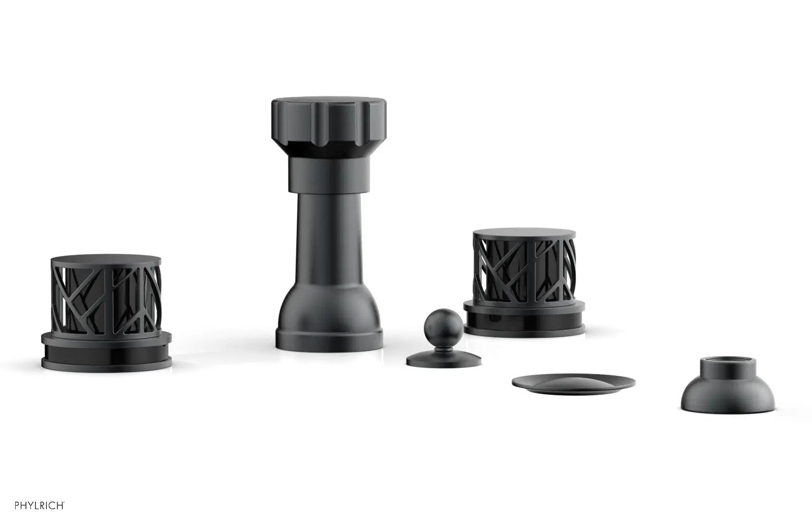 Phylrich JOLIE Four Hole Bidet Set - Round Handles with "Black Accents" by Phylrich