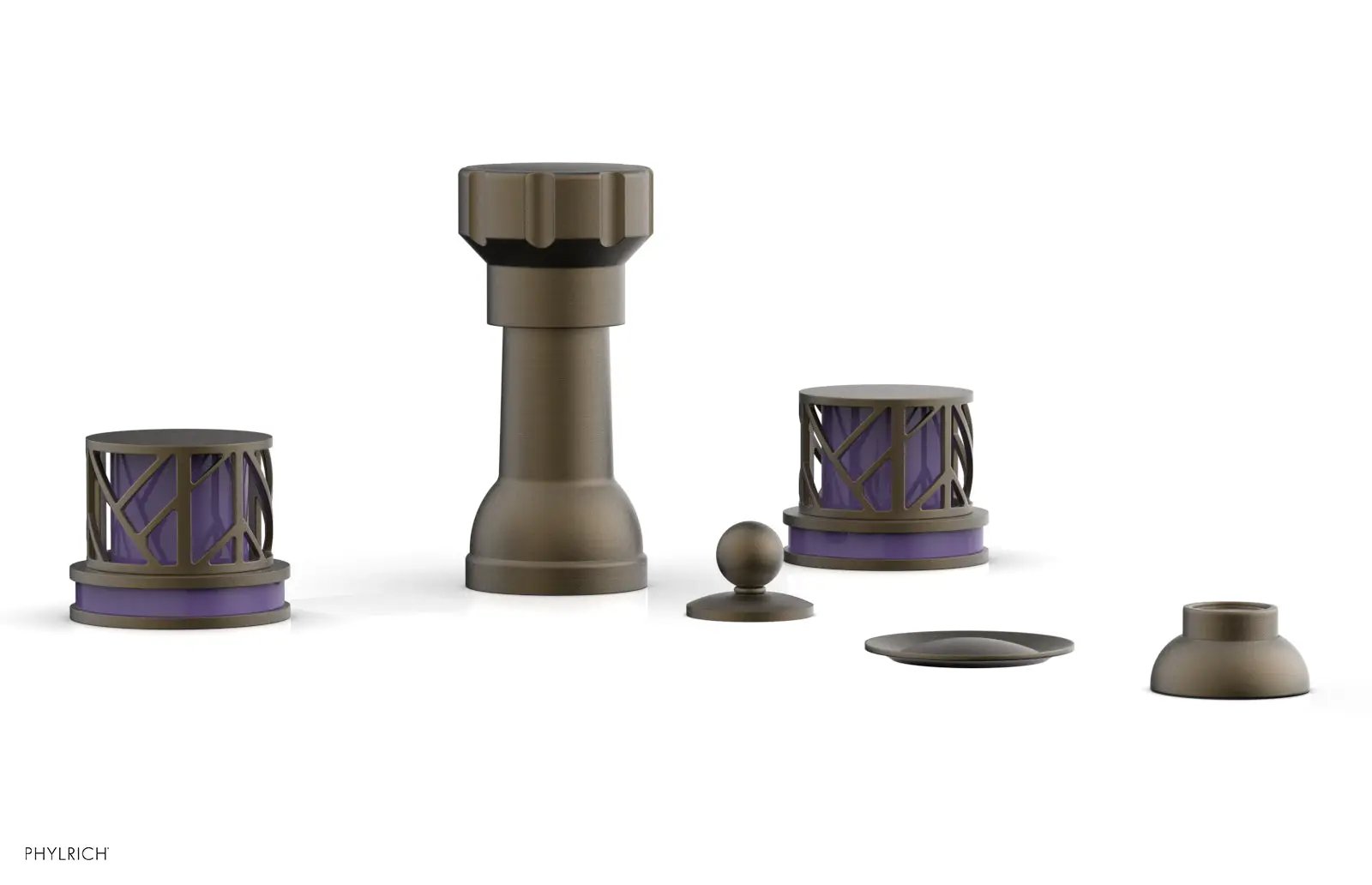 Phylrich JOLIE Four Hole Bidet Set - Round Handles with "Purple Accents" by Phylrich