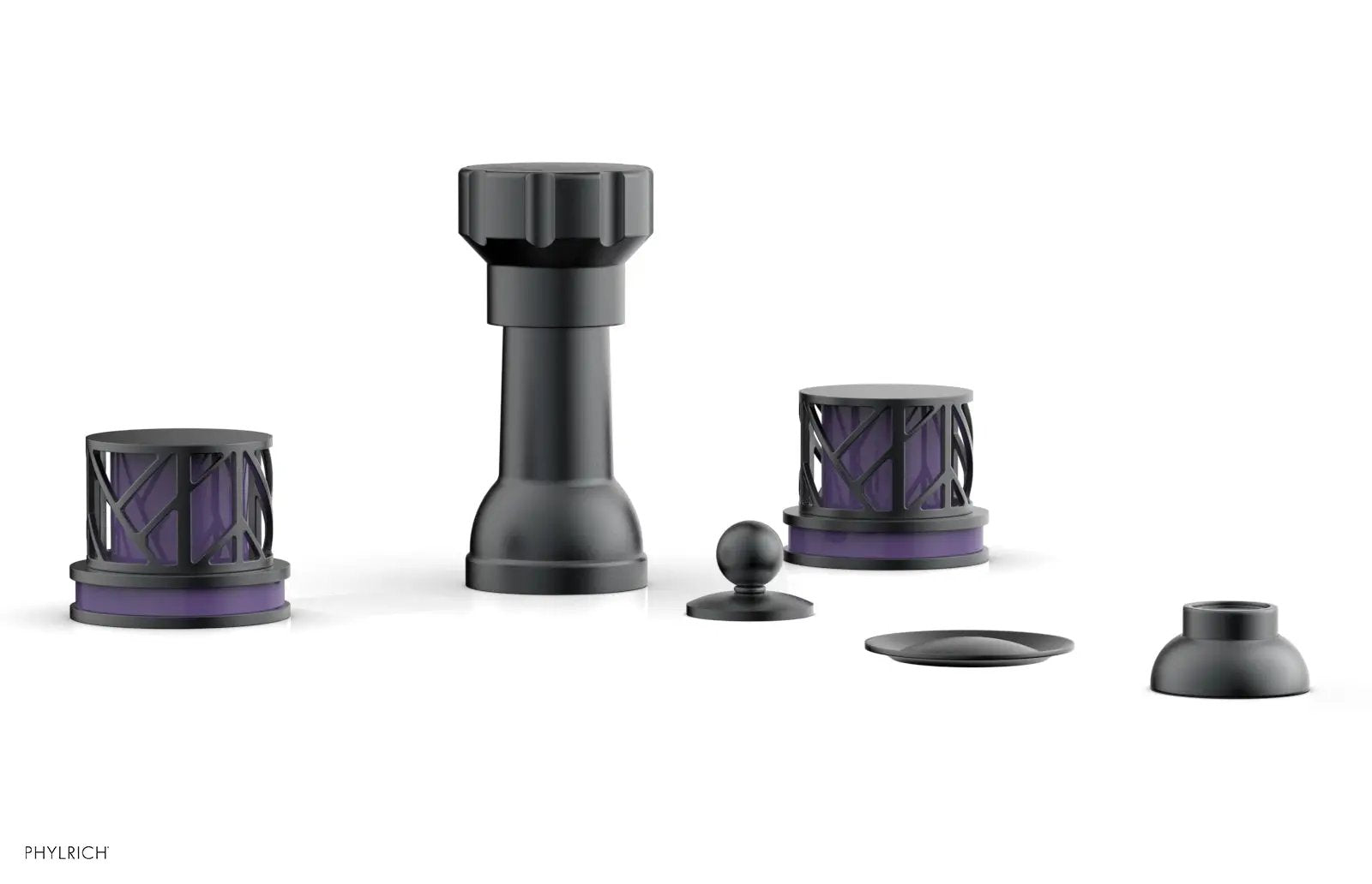 Phylrich JOLIE Four Hole Bidet Set - Round Handles with "Purple Accents" by Phylrich