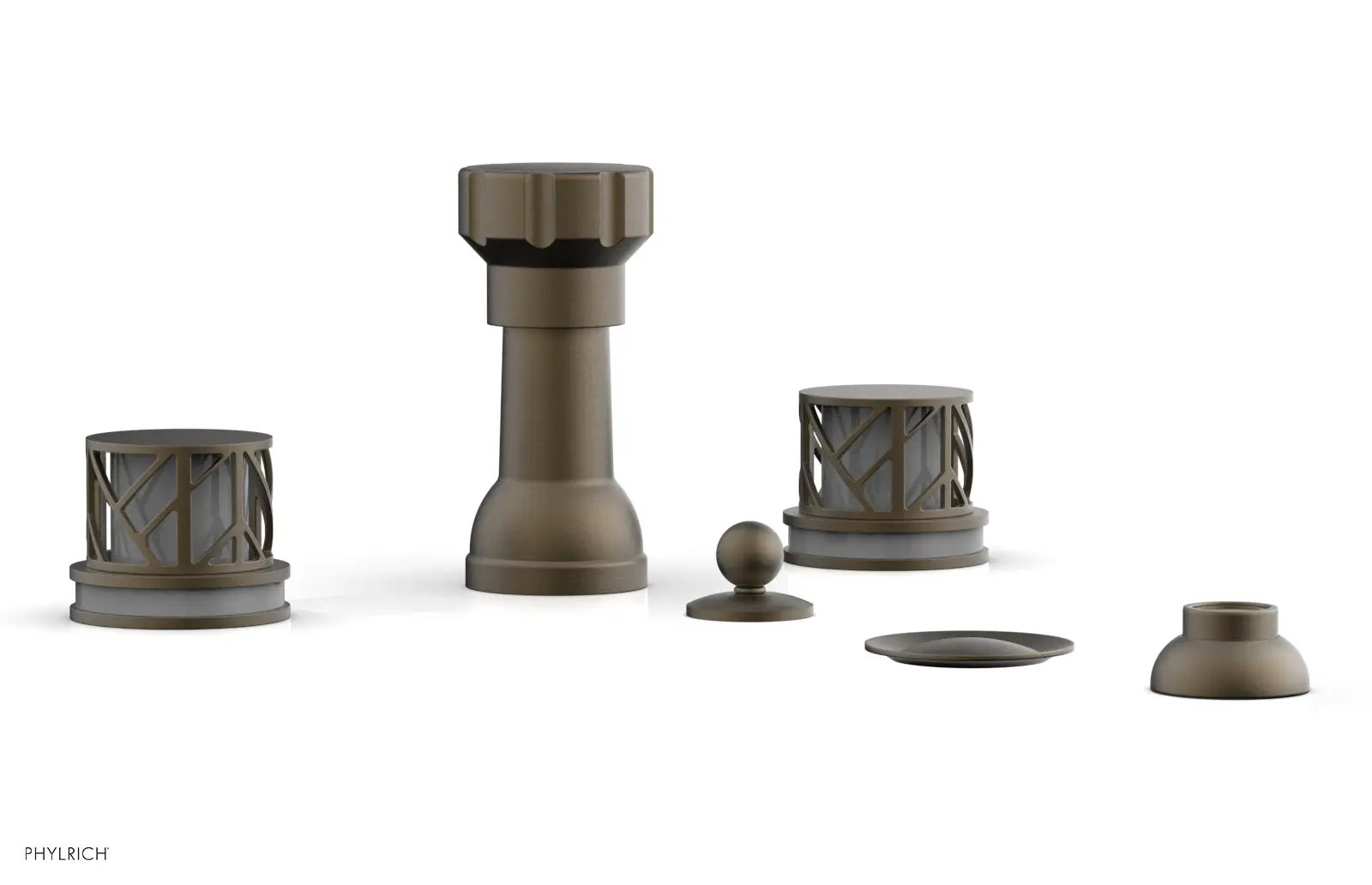 Phylrich JOLIE Four Hole Bidet Set - Round Handles with "Grey Accents" by Phylrich