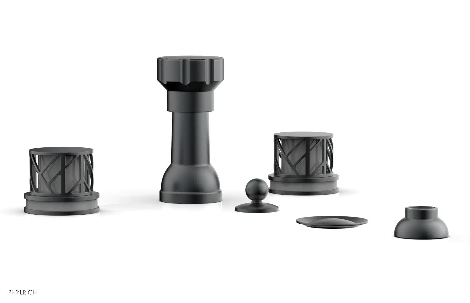 Phylrich JOLIE Four Hole Bidet Set - Round Handles with "Grey Accents" by Phylrich