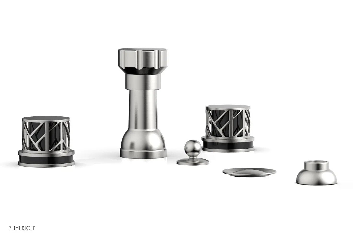 Phylrich JOLIE Four Hole Bidet Set - Round Handles with "Black Accents" by Phylrich