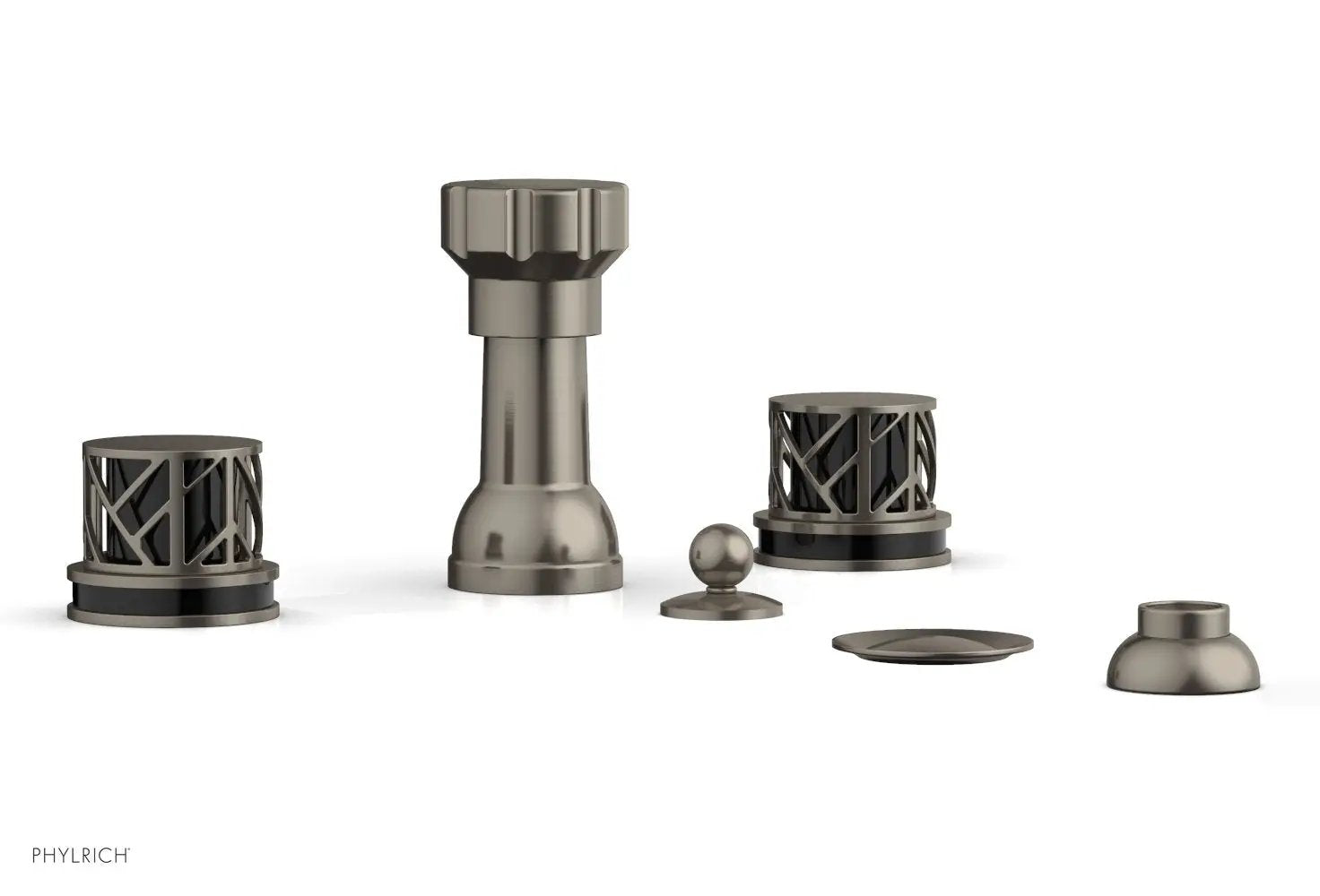 Phylrich JOLIE Four Hole Bidet Set - Round Handles with "Black Accents" by Phylrich
