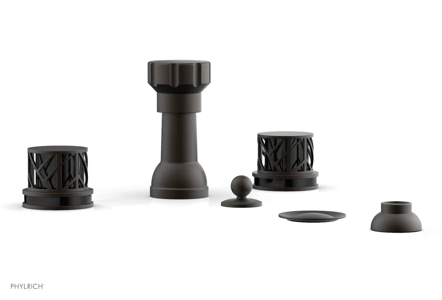 Phylrich JOLIE Four Hole Bidet Set - Round Handles with "Black Accents" by Phylrich
