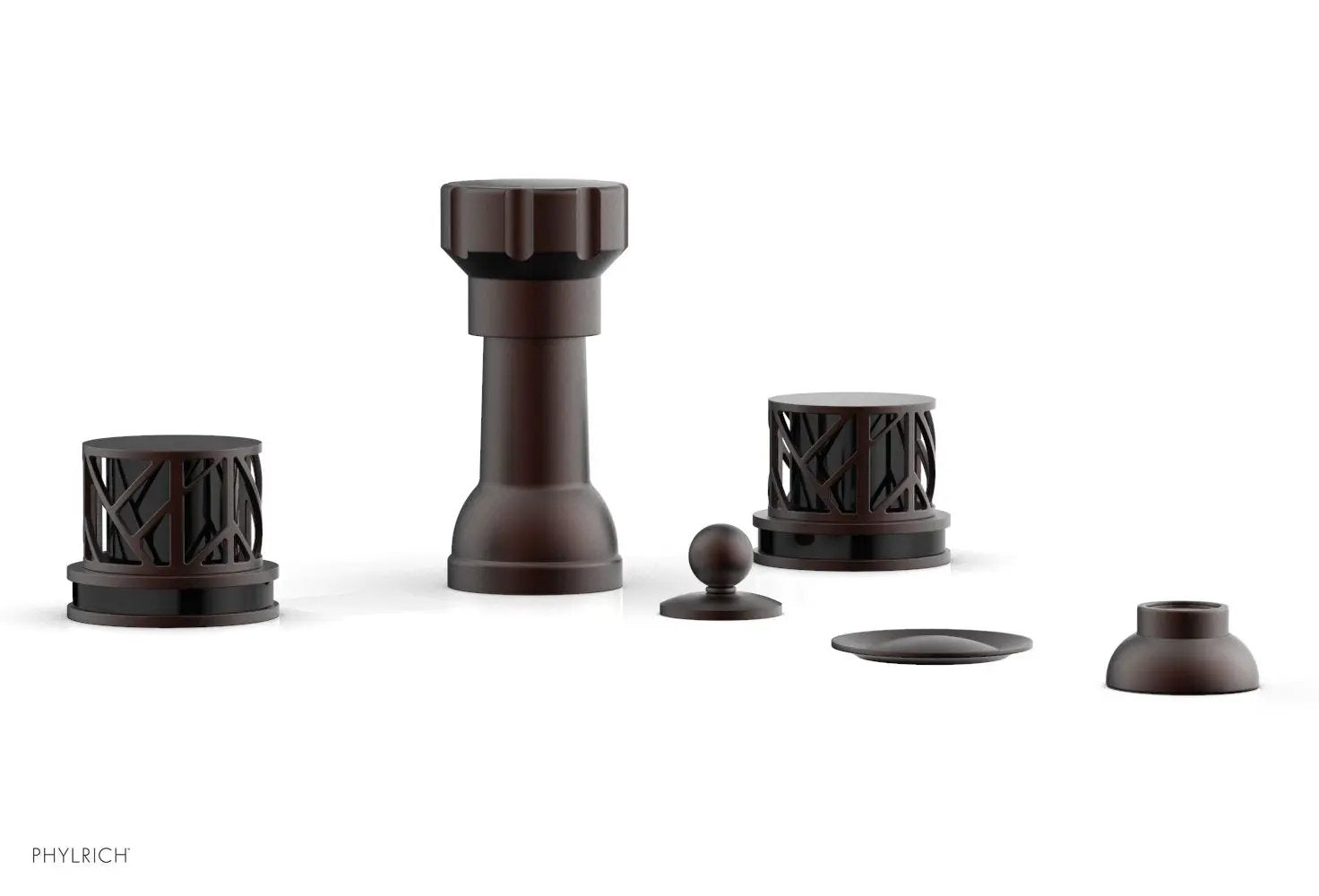 Phylrich JOLIE Four Hole Bidet Set - Round Handles with "Black Accents" by Phylrich